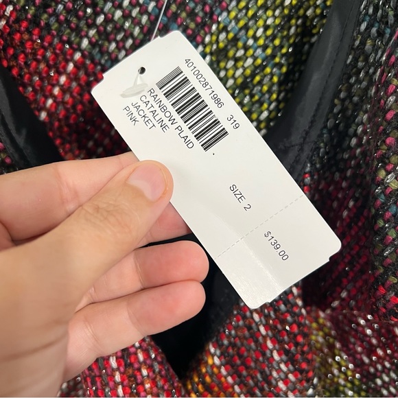 NWT Chico’s ruffle front plaid blazer size 2/large - Picture 6 of 8